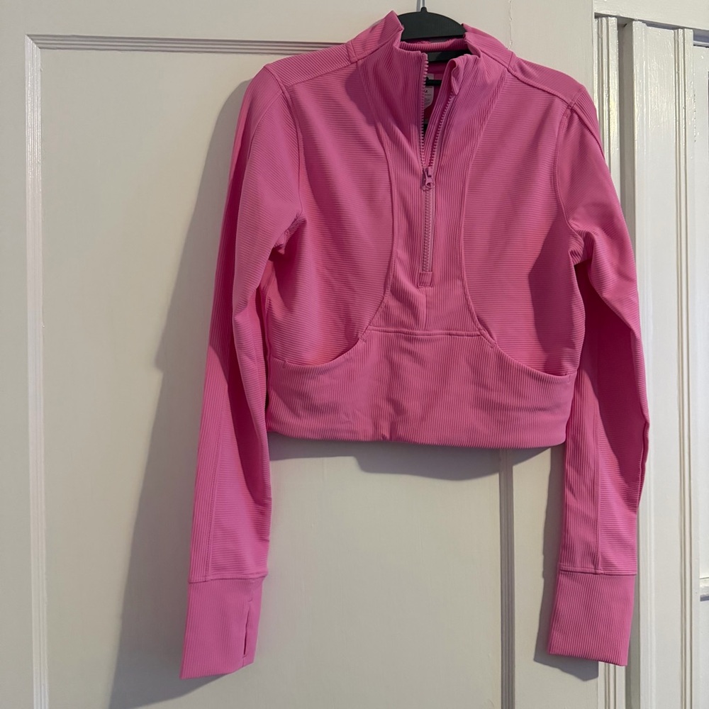 NWOT Cropped Half-Zip Active Pullover in Bright Pink